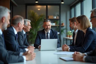 Groupe de professionnels en réunion d'affaires