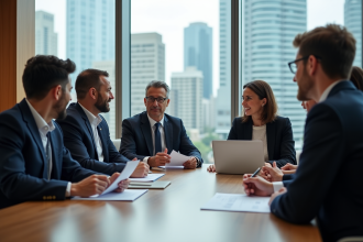 Groupe de professionnels en réunion d'affaires