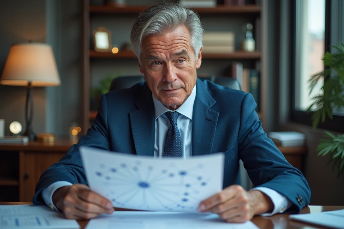 Cadre supérieur examinant un diagramme réseau