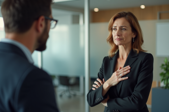 Femme d affaires française s excuse en milieu professionnel