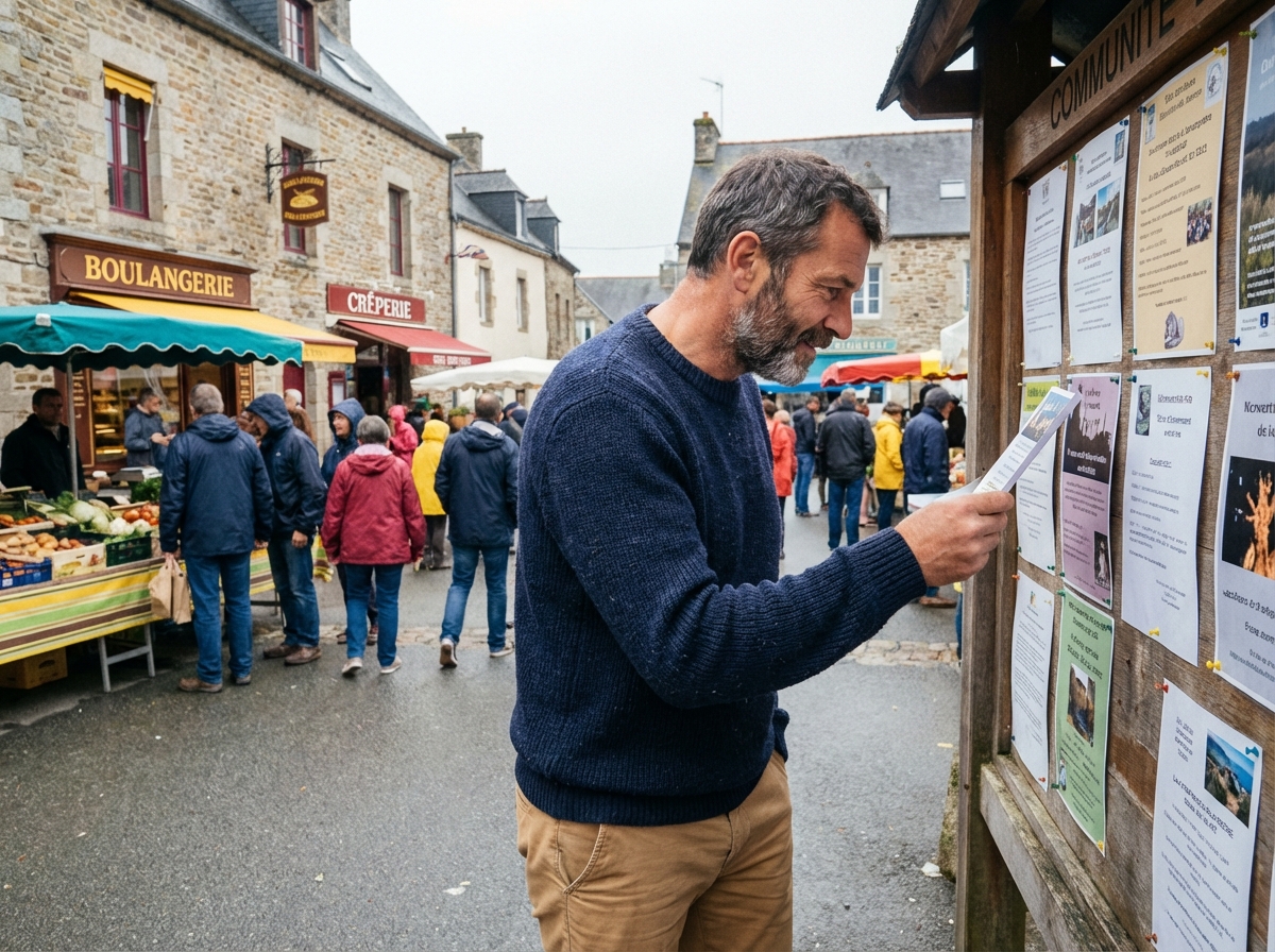 Homme regarde des annonces d
