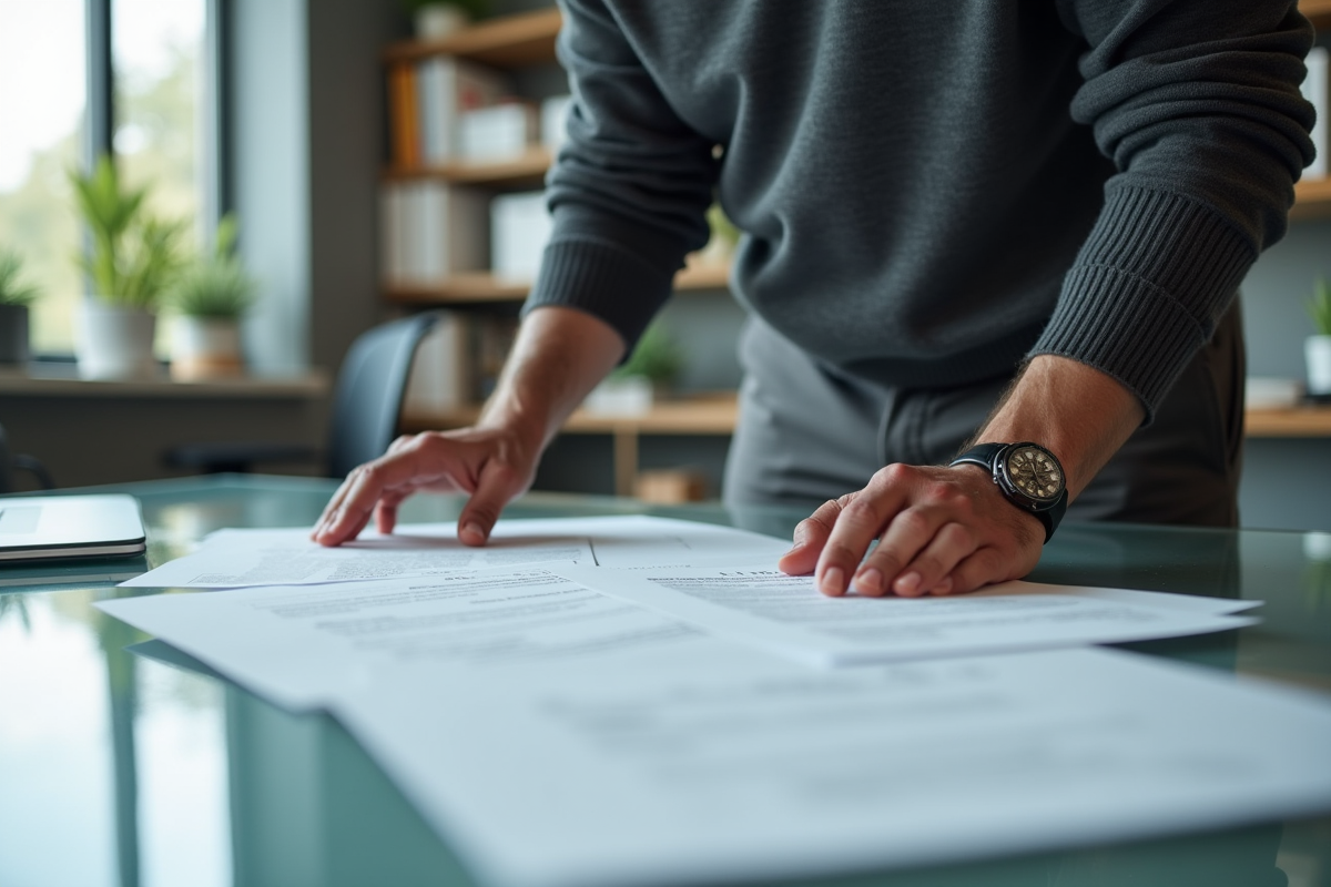 Homme triant des modèles de lettres dans un bureau moderne