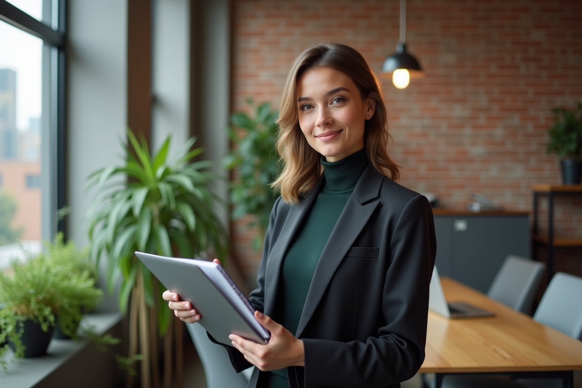 Jeune femme entrepreneure dans un espace de coworking