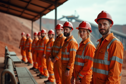 Groupe de mineurs australiens en pause au travail