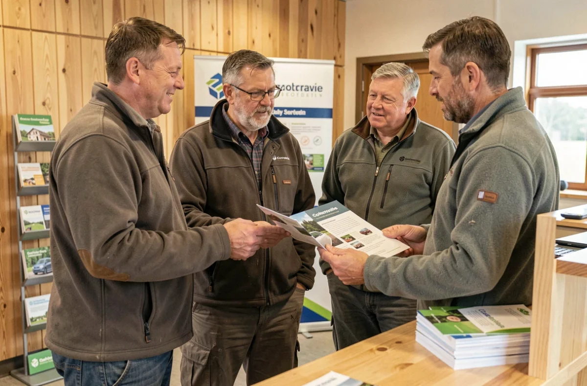 Groupe de nouveaux adhérents découvrant les services Axereal pro lors d'une séance d'information en coopérative agricole