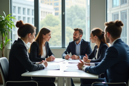 Groupe de professionnels en réunion de recrutement